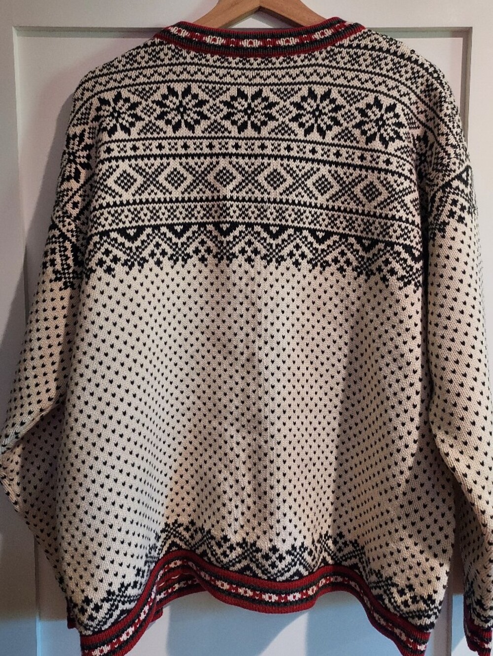 Vintage LL Bean Nordic Fair Isle Sweater Heavyweight Cotton Henley Size XL - Picture 8 of 12
